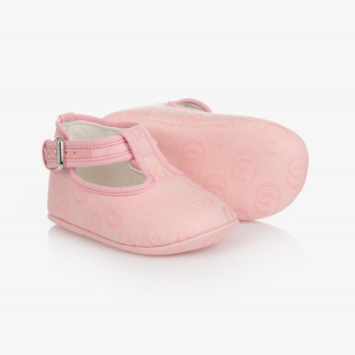 Shop Gucci Girls Pink Gg Pre-walker Shoes