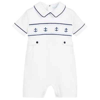 Shop Mini-la-mode Boys White Pima Cotton Babysuit