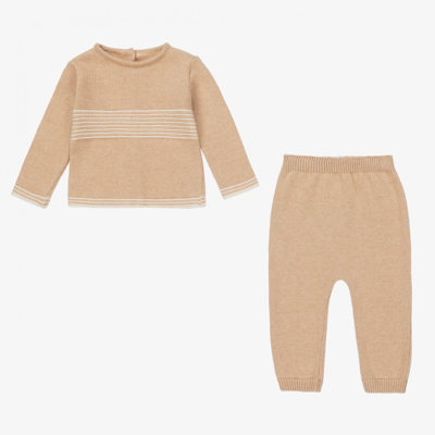 Shop Naturapura Beige Knitted Cotton Trouser Set