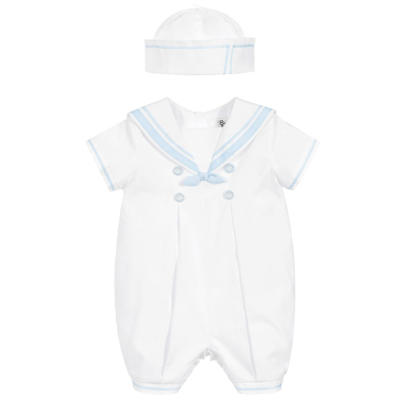 Shop Sarah Louise Boys White Sailor Style Babysuit Set