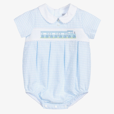 Shop Beatrice & George Boys Blue Gingham Smocked Cotton Shortie