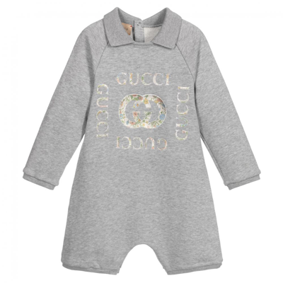 Shop Gucci Grey Cotton Logo Baby Shortie