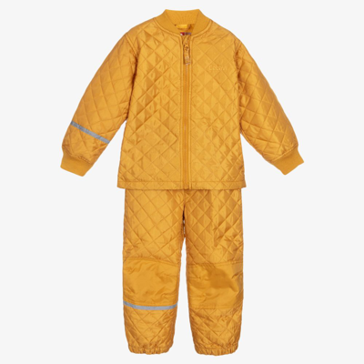 Shop Celavi Yellow Quilted Jacket & Trouser Set