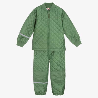 Shop Celavi Green Quilted Jacket & Trouser Set
