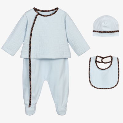 Shop Fendi Blue 3 Piece Babygrow Set
