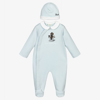 Shop Fendi Pale Blue Babygrow & Hat Set