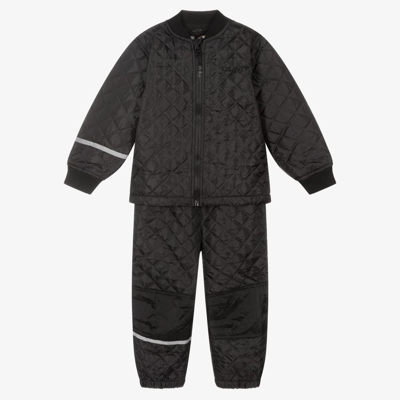 Shop Celavi Black Quilted Jacket & Trouser Set