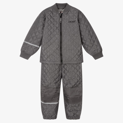 Shop Celavi Grey Quilted Jacket & Trouser Set
