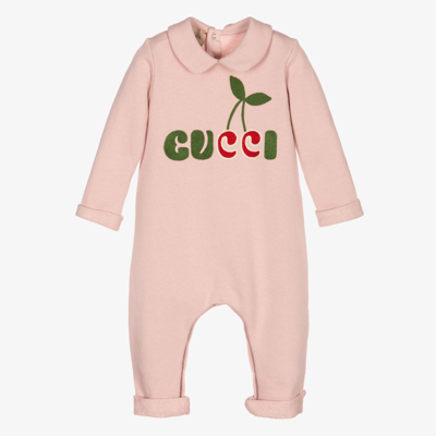 dynastie teleurstellen Collega Gucci Babies' Girls Pink Gg Cherry Romper | ModeSens