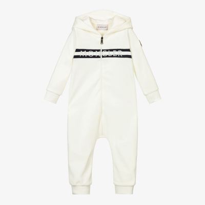 Shop Moncler Ivory Velour Romper