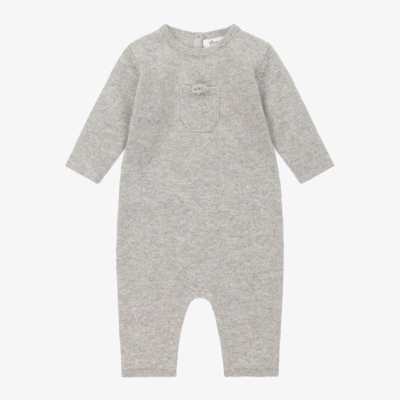 Shop Bonpoint Grey Cashmere Knit Baby Romper