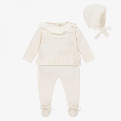 Shop Beatrice & George Ivory Knitted Wool & Cashmere Babygrow Set