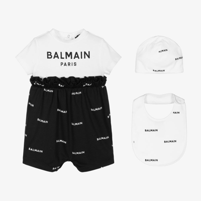 Shop Balmain Baby Girls Shortie Gift Set In White