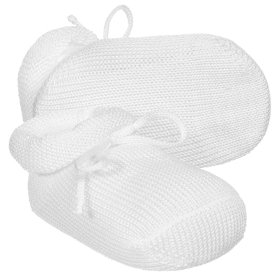 Shop Story Loris White Cotton Knit Baby Booties