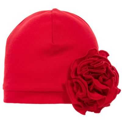 Shop Lemon Loves Layette Baby Girls Red Pima Cotton Hat