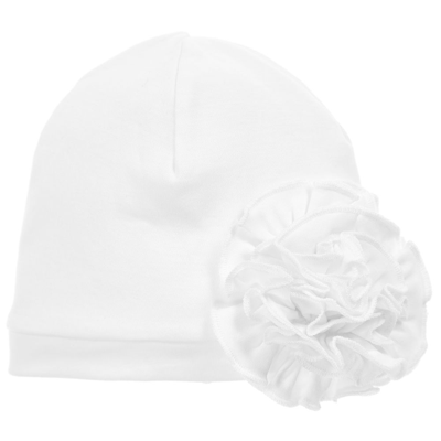Shop Lemon Loves Layette Baby Girls White Pima Cotton Hat