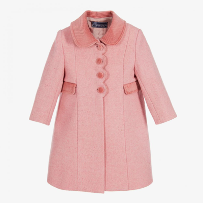 Shop Ancar Girls Pink Wool & Velvet Coat