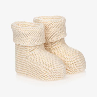 Shop Naturapura Ivory Organic Cotton Knit Booties