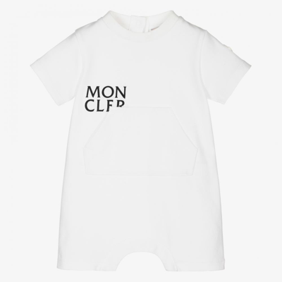 Shop Moncler White Cotton Logo Shortie