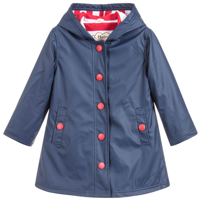 Shop Hatley Girls Navy Blue Hooded Raincoat