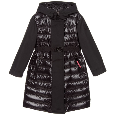 Shop Moncler Girls Black Down Puffer Coat