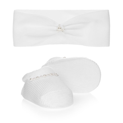 Shop La Perla Girls White Booties & Headband Set