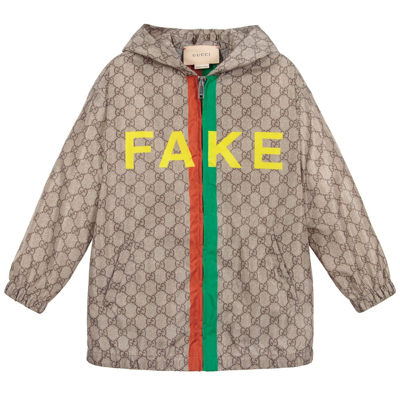 Shop Gucci Beige Fake/not Gg Nylon Jacket