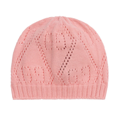 Shop Gucci Pink Knitted Gg Logo Hats