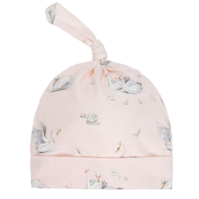Shop My Little Pie Baby Girls Pink Supima Cotton Swans Hat