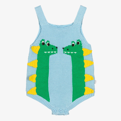 Shop Stella Mccartney Kids Blue Knitted Croc Baby Shortie