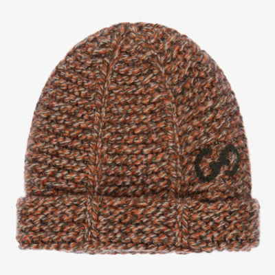Shop Gucci Baby Brown Kitted Wool Hat