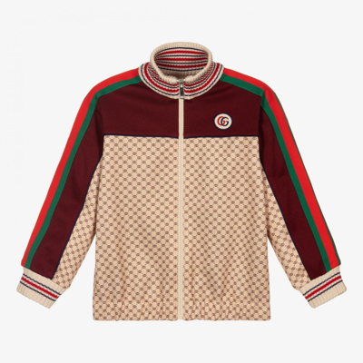 Shop Gucci Beige Gg Zip-up Jacket