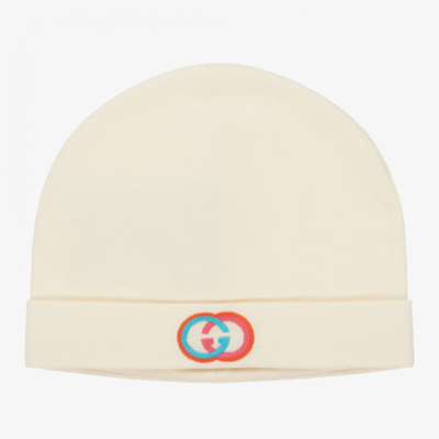Shop Gucci Girls Ivory Cotton Baby Hat