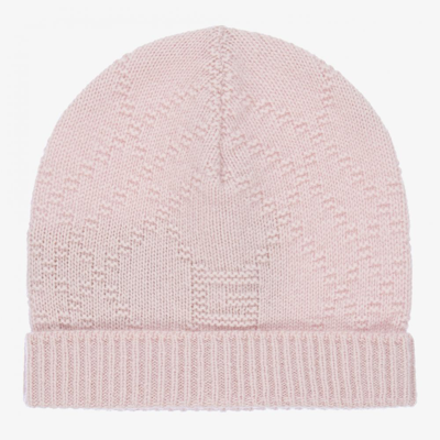 Shop Gucci Girls Pink Knitted Cashmere Baby Hat