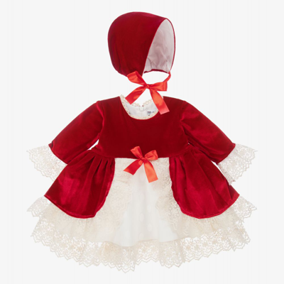 Shop Andreeatex Girls Red Velvet Dress & Hat Set
