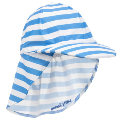 Shop Mitty James Mid-blue Striped Legionnaire's Hat (upf 50+)