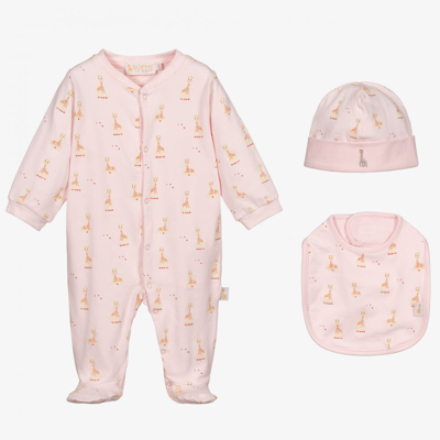 Shop Sophie La Girafe Girls Ivory Giraffe Babygrow Set In Pink