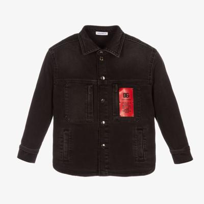 Shop Dolce & Gabbana Boys Black Denim Jacket