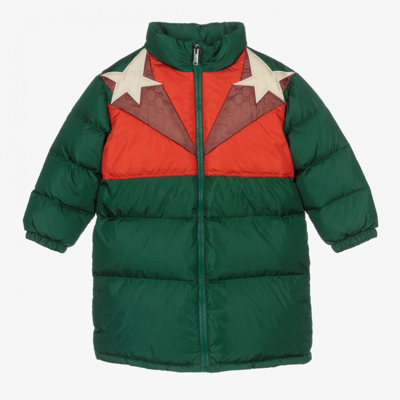 Shop Gucci Green Down Padded Baby Coat