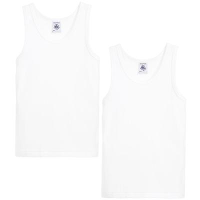 Shop Petit Bateau Boys White Organic Cotton Vests (2 Pack)
