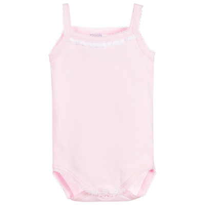 Shop Babidu Baby Girls Pink Cotton Bodyvest