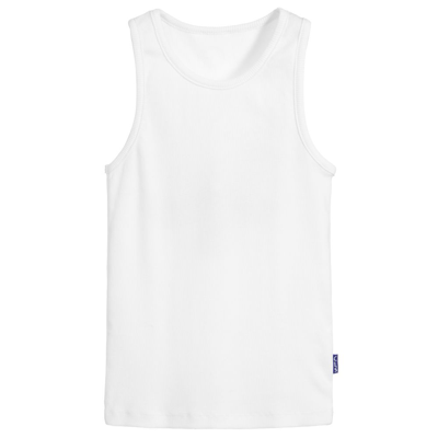 Shop Claesen's Boys White Cotton Jersey Ribbed Vest