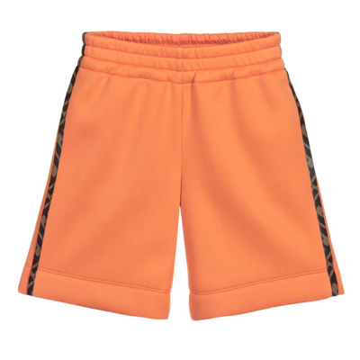Shop Fendi Boys Orange Neoprene Ff Logo Shorts