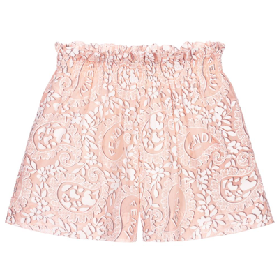 Shop Fendi Girls Pink Cotton Shorts