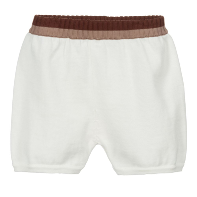 Shop Fendi Ivory Cotton Knit Baby Shorts