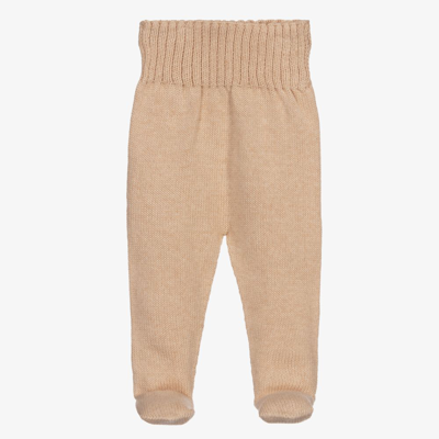 Shop Naturapura Beige Organic Cotton-knit Baby Trousers