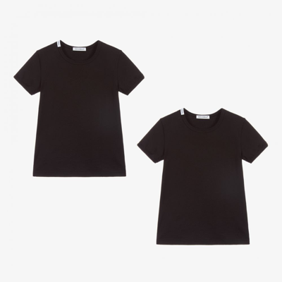 Shop Dolce & Gabbana Boys Black Cotton T-shirt (2 Pack)
