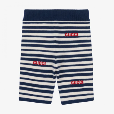 Shop Gucci Blue Knitted Wool Baby Shorts