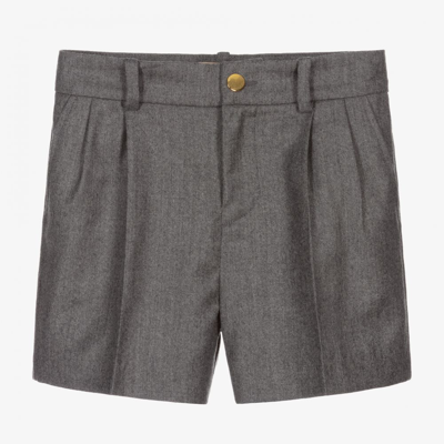 Shop Gucci Boys Wool & Cashmere Shorts In Grey