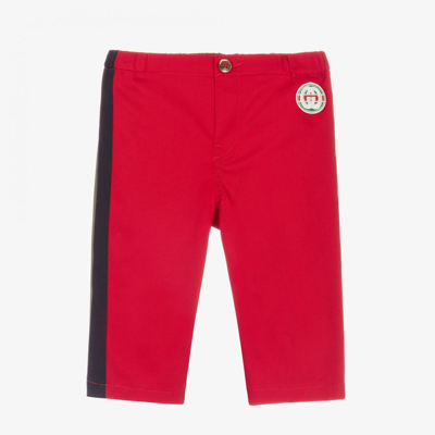 Shop Gucci Boys Red Gabardine Baby Trousers